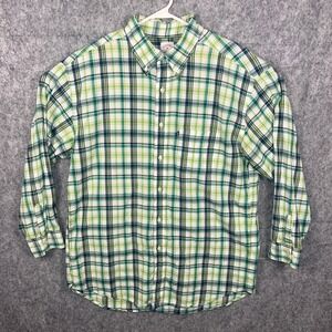 Brooks Brothers 346 Mens XL Green Plaid Cotton Button Down Shirt Long Sleeve